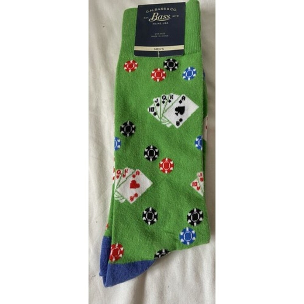 MENS GH BASS CASINO GREEN CREW SOCKS (SHOE SIZE 6 -12) NWT
